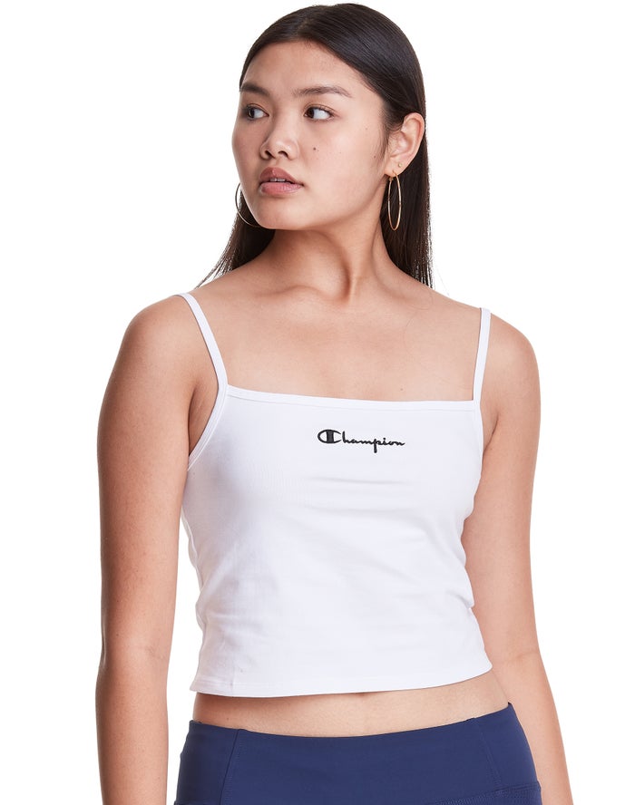 Champion Cropped Cami T-Shirt Dames - Wit - Belgie 3715EKQRG